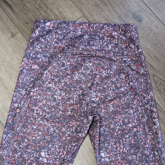 Athleta Rainier Printed Mesh Tight Sandstone Smoke Almond High Waist size S - Picture 11 of 13